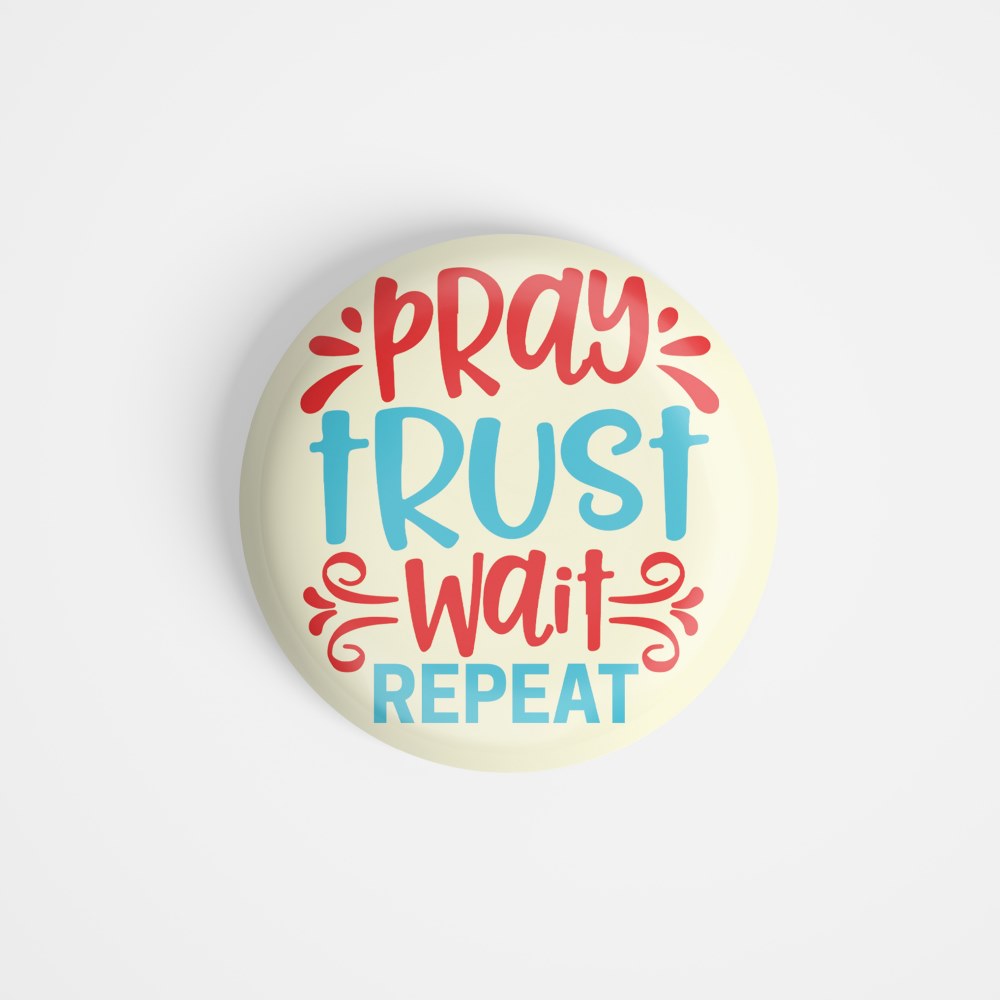 dhcrafts Round Fridge Magnet Multicolour God Jesus Pray Trust Wait Repeat Glossy Finish Design Pack of 1 (75 mm)
